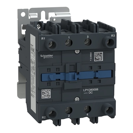 Schneider Electric IEC Magnetic Contactor, 2NC/2NO, 24V DC, 4 P, Non-Reversing, Screw Clamp LP1D80008BD