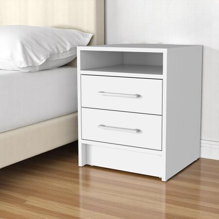 Homeroots 20" White Wood Two Drawer Nightstand 534901