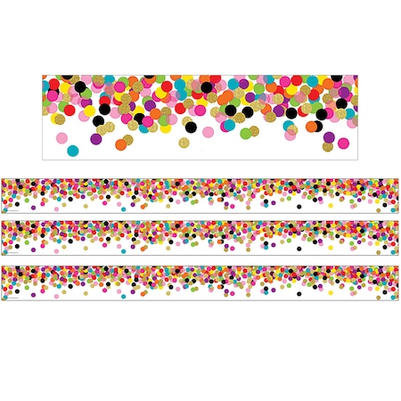 Teacher Created Resources Confetti Straight Rolled Border Trim, 50 Feet Per Roll, 3PK TCR8952