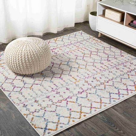 Jonathan Y Moroccan HYPE Boho Vintage Diamond Ivory/Multi 5 ft Square Area Rug MOH101E-5SQ