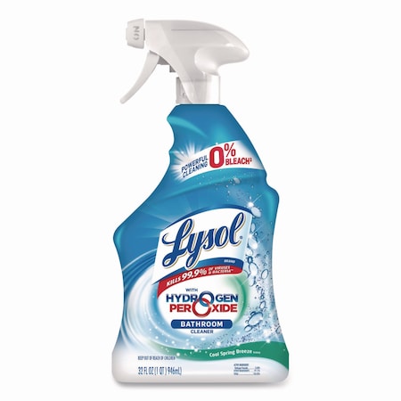 Lysol Bathroom Cleaner with Hydrogen Peroxide, Cool Spring Breeze, 32 oz Trigger Spray Bottle 19200-99828
