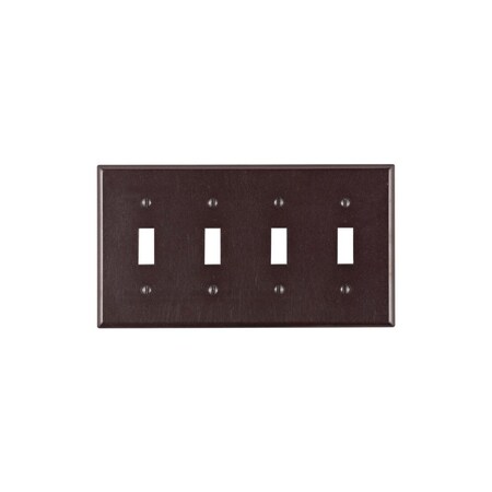 Leviton 4-Gang Plastic Toggle Switch Wall Plate, Brown 85012-000