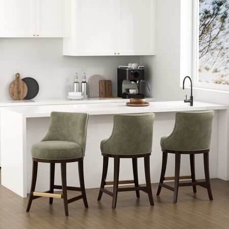 Manhattan Comfort Lucia Counter Stool in Leaf Green, 3PK 3-CS022-GR