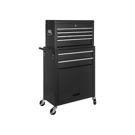 Homeroots Set of Two Black Multi-Tier Steel Rolling Cabinet With Lid, 2PK 714596
