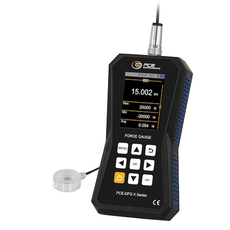 Pce Instruments Force gauge for tension and compression, measures 20,000 N / 4,496 lbf with high resolution PCE-DFG 20K XF