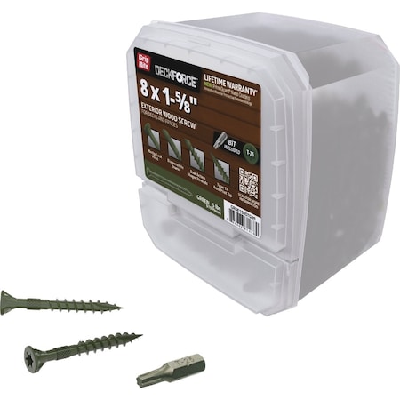 Grip-Rite DeckForce PrimeGuard Nano No, 8 x 1-5/8'' Star Drive Green Screw, 5 Lb. GRDF158STGR5