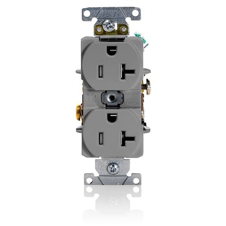 Leviton Duplex Outlet, Gray 20A, 125V, TR T5362-GY