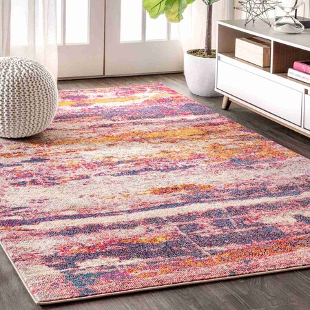 Jonathan Y Contemporary POP Modern Abstract Brushstroke Pink/Cream 8 ft. x 10 ft. Area Rug CTP102B-8