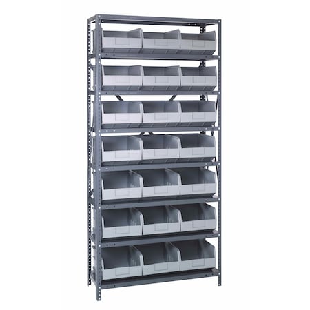 Quantum Storage Systems STEEL SHELVING UNIT W/ 21 BINS GRAY 1275-425GY