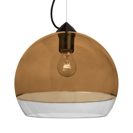 Besa Lighting Besa Ally 12 Cable Pendant, Amber/Clear, Black Finish, 1x 60W MAX E26 Base 1KX-ALLY12AM-BK
