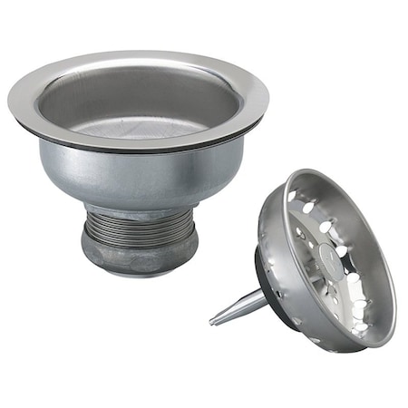 Plumb Pak Basket Strainer with Fixed Post, Stainless Steel, For: 3-1/2 in Dia Opening Kitchen Sink PP5411