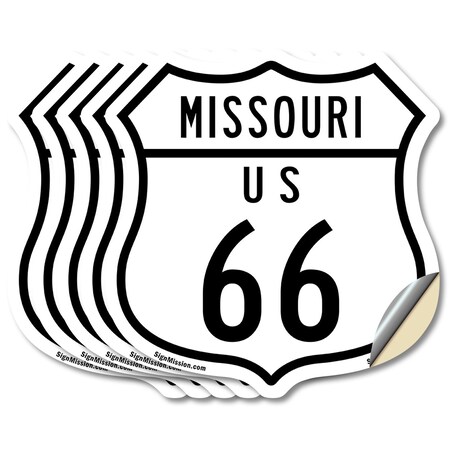 Signmission Missouri Route Marker Shield Sign Us 66, 4 inch X 4 inch, Vinyl Decal, 5PK SHI-D-5PACK-4-386