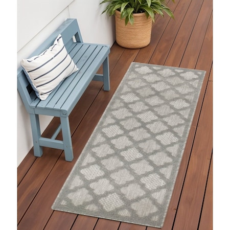 Homeroots 6' Silver And Gray Geometric Indoor Outdoor Area Rug 556293