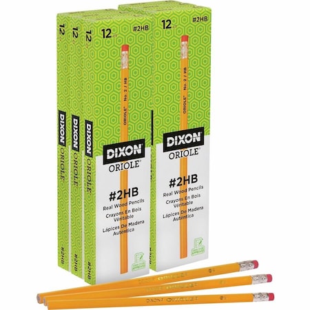 Dixon Ticonderoga Pencil, Yellow, Round, PK6 DIX12872PK