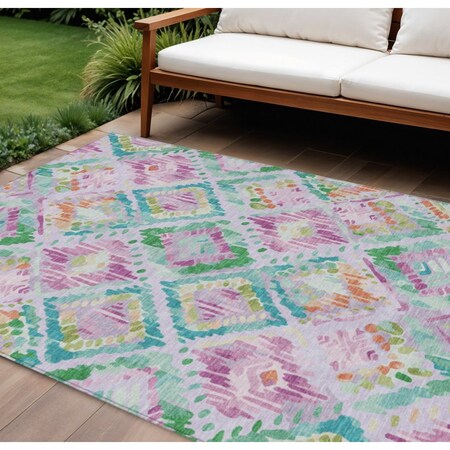 Homeroots 10' X 14' Lavender And Purple Geometric Washable Indoor Outdoor Area Rug 609153
