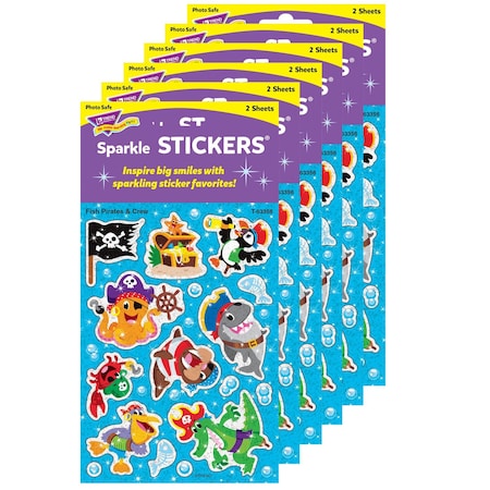 Trend Fish Pirates & Crew Sparkle Stickers, 32-Piece Set, 6PK T63356