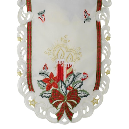 Sinobrite 16 x 72 in. Plaid Bows with Candles Table Runner H0013-16x72