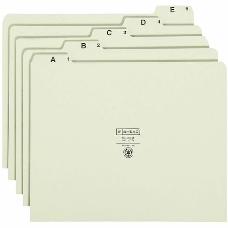 Smead 15 Tab Cut Letter Recycled Top Tab File Folder, Gray, 25PK SMD50376