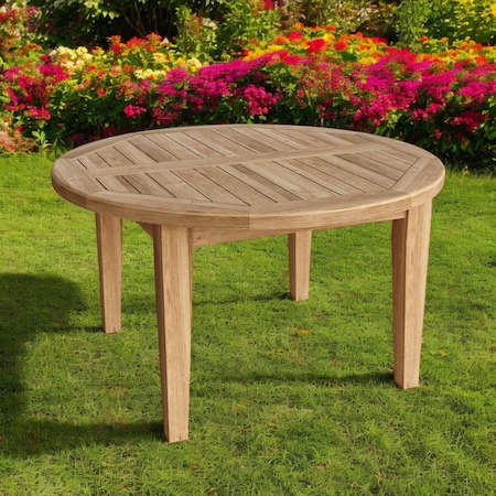 Homeroots 35" Natural Rounded Solid Wood Outdoor Coffee Table 554933