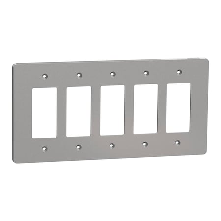Square D Cover Frame, X Series, 5 Gangs, Gray, Number of Gangs: 5 Plastic, Matte Finish, Gray SQWS141005GY
