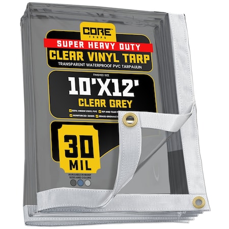 Core Tarps Tarp, 10 ft x 12 ft, 30 Mil, Clear, Polyethylene, UV Resistant CT-202-10X12