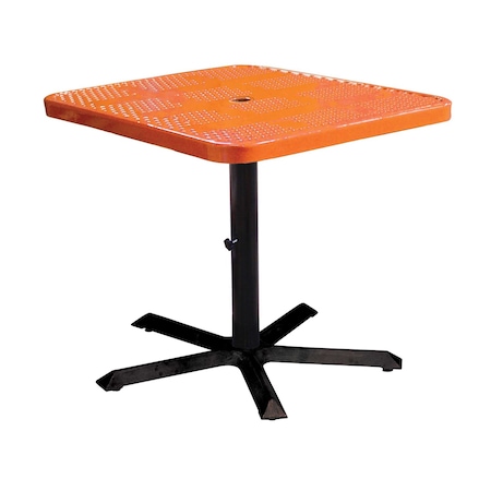 Leisure Craft 36" Square Perforated Pedestal Table, Portable, 30"H, Orange SQ36TAB30-ORANGE