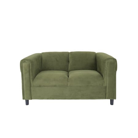 Homeroots 54" Green And Black Microsuede Loveseat 530502