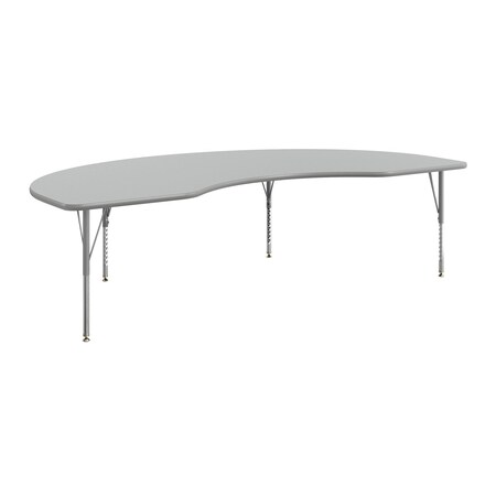 Flash Furniture Wren 96 in x 48 in Kidney Adjustable Height Activity Table, Thermal Laminate Top, Short Legs, Gray XU-A4896-KIDNY-GRY-T-P-GG