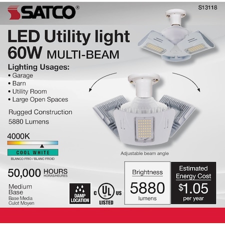 Satco Nuvo 175W HID Equivalent Corn Cob Medium Base Multi-Beam LED High-Intensity Replacement Light Bulb S13118