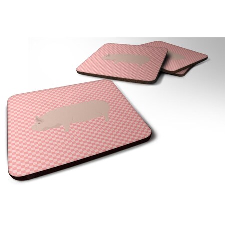Carolines Treasures Welsh Pig Pink Check Foam Coaster, Set of 4 BB7937FC