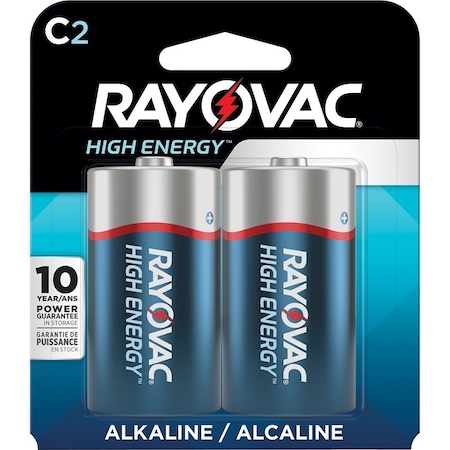 Rayovac HIGH ENERGY Household Battery, C Battery, Alkaline, 2PK 814-2K