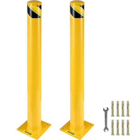 Vevor Safety Bollard Steel Bollard Post Yellow Pipe Steel Barrier 48" H 5.5" D BP-48-5.5