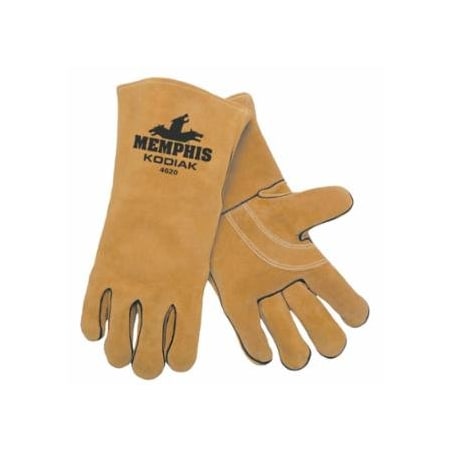 Mcr Safety Kodiak Leather Welders Gloves, Side Cow Leather, XL, Brown, 12PK 127-4620