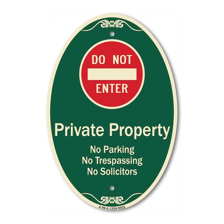 Signmission Private Property No Parking Trespassing Or So, 12 In X 18 In Architectural, Heavy Gauge Aluminum A-OV-G-1218-9915