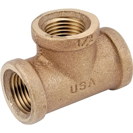 Anderson Metals Pipe Tee, 3/8 in, FIPT, Brass, 200 psi Pressure 738101-06