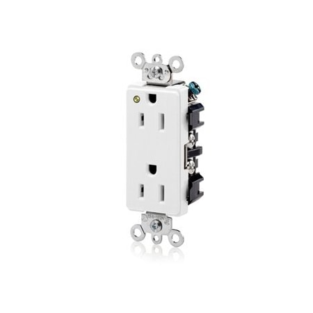 Leviton Hospital Grade Decora Receptacle, 15 Amp, 125 Volt 16262-PLW