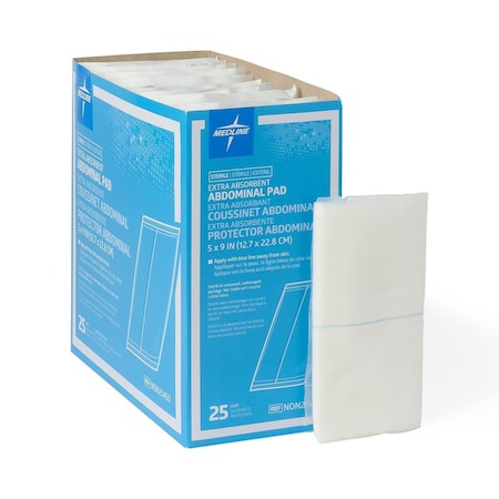 Medline Sterile Abdominal Pad, 5in x 9in, 25PK PRM21450Z