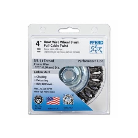 Pferd Full Cable Twist Knot Wheel, 4 in D, .02 in Carbon Steel Wire, 20,000 rpm 419-82166P
