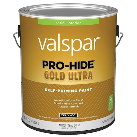 Valspar Pro-Hide Gold Ultra 6300 Latex Paint, Acrylic Base, Satin, Tint White, 1 gal 028.0063003.007
