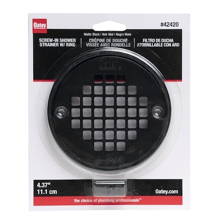 Oatey 130 Screw-In Strainer with Ring, Stainless Steel, Black, Matte, Specifications: Round Shape 42420