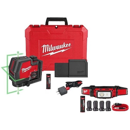 Milwaukee Tool USB Laser + Hard Hat Headlamp 3522-21, 2163-21