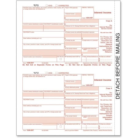 Tops Products TOPS, 1099-Int Tax Forms, 5-Part, 5 1/2 X 8, Inkjet/laser, 24PK 22983