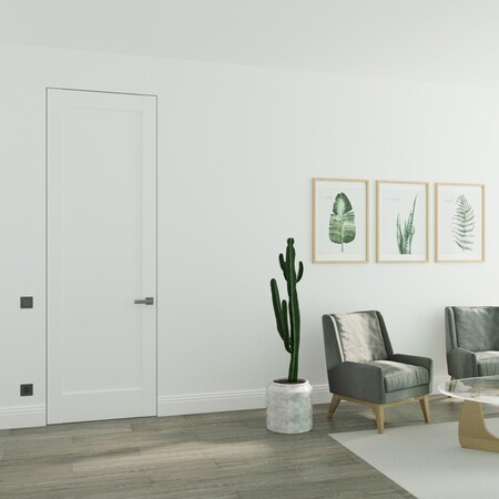 Sartodoors Hidden Door White 18x80 Solid Core Modern Interior QUADRO4111MF-WS-18x80-LH-O