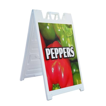 Signmission Peppers, A-Frame & 2 Sign Inserts, Heavy-Duty Plastic Frame SBHD-C-2436-Peppers