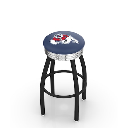 Holland Bar Stool Co 25" Blk Wrinkle Fresno State Swivel Bar Stool, Chrome Ring L8B3C25FresSt