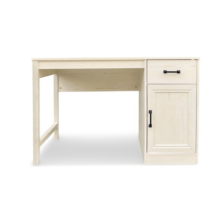 Homeroots 47" Antiqued White Wood Wall Mounted Pedestal Writing Desk 568262