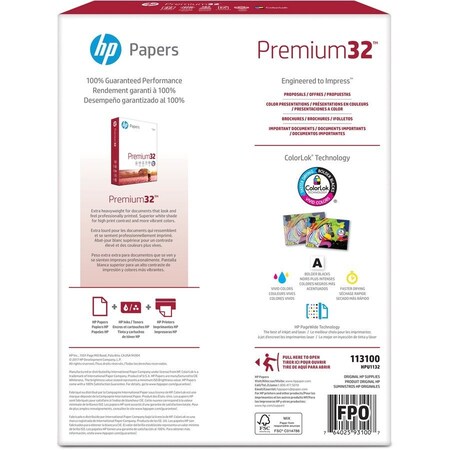 International Paper HP Papers Premium32 85x11 Laser Copy Multipurpose Paper White, 500PK HEW113100