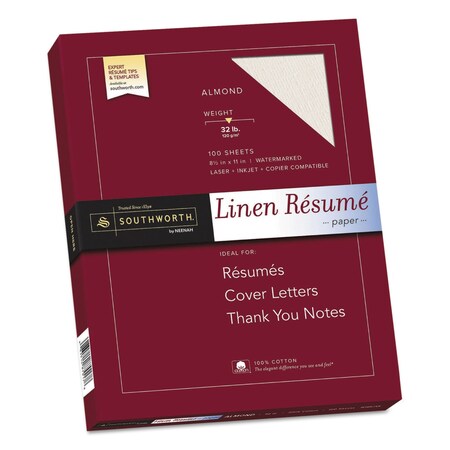 Southworth Paper, Resume Linen, 32No, Almond, PK100 RD18ACFLN