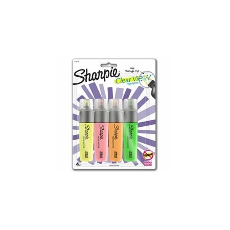 Sharpie Clear View Highlighter Pack, Chisel Marker Point, Assorted Ink, 4PK 2128216