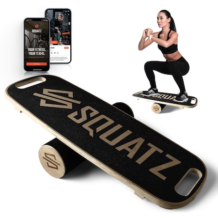 Squatz Wooden Balance Board, Standing Desk Anti Fatigue Mat Exercise Equipment with Ergonomic Design and SQDBB-1